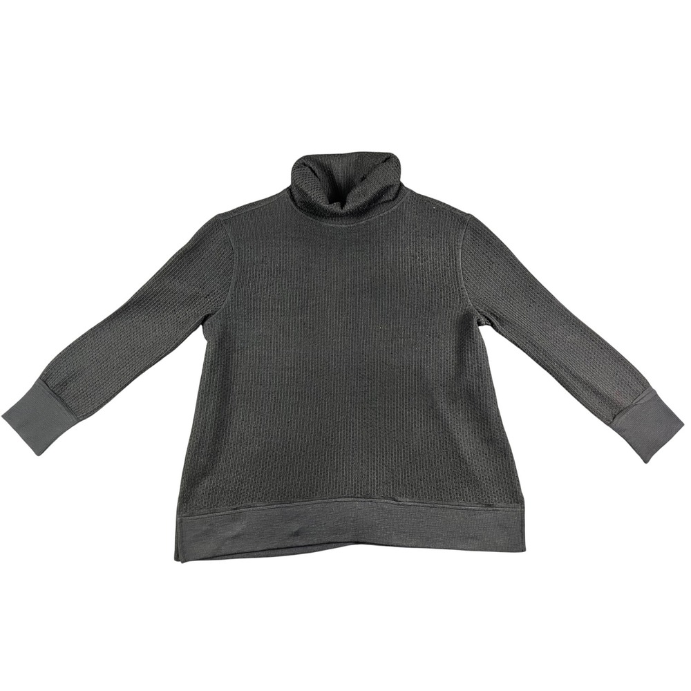 Tru Luxe Jeans Black Waffle Knit Turtleneck Cowl Neck Sweater Small